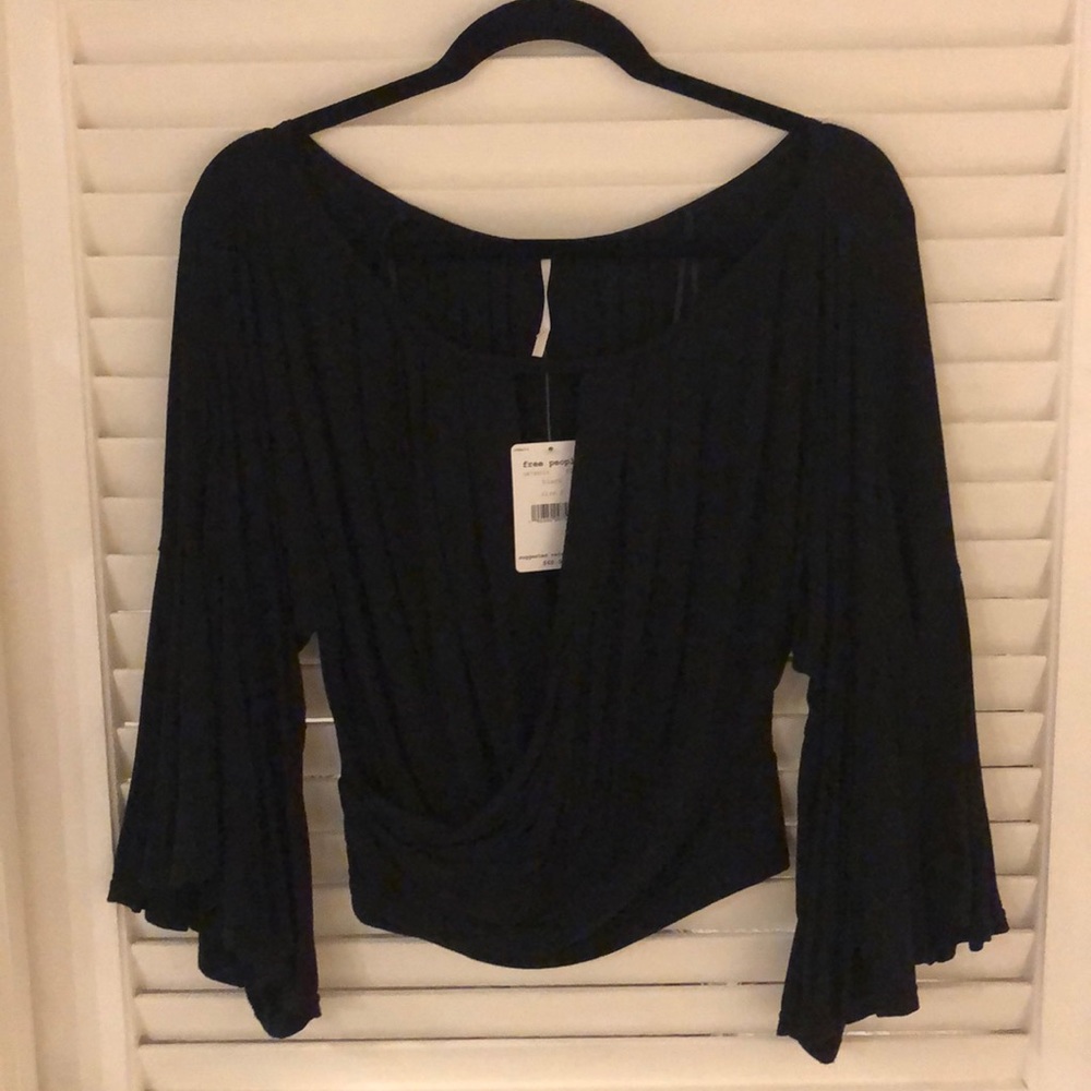 Free People black long sleeve crop